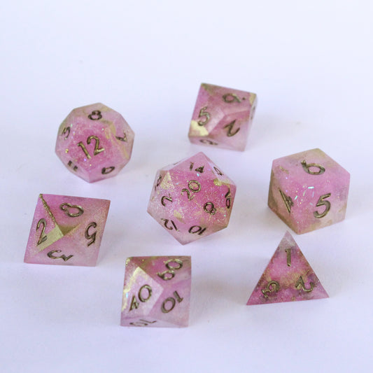 Augury in Bright Pink - 7-piece Polyhedral Dice Set