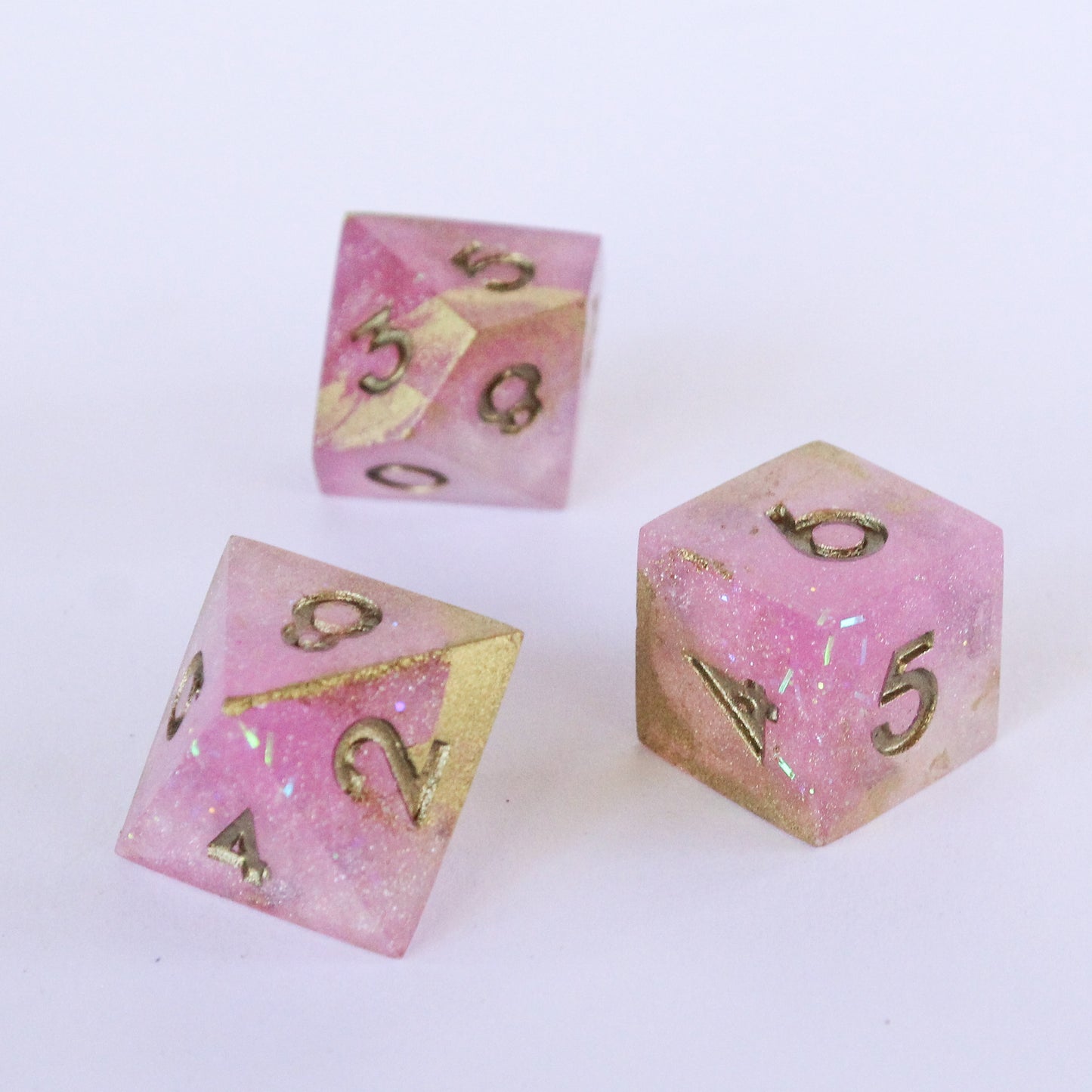 Augury in Bright Pink - 7-piece Polyhedral Dice Set