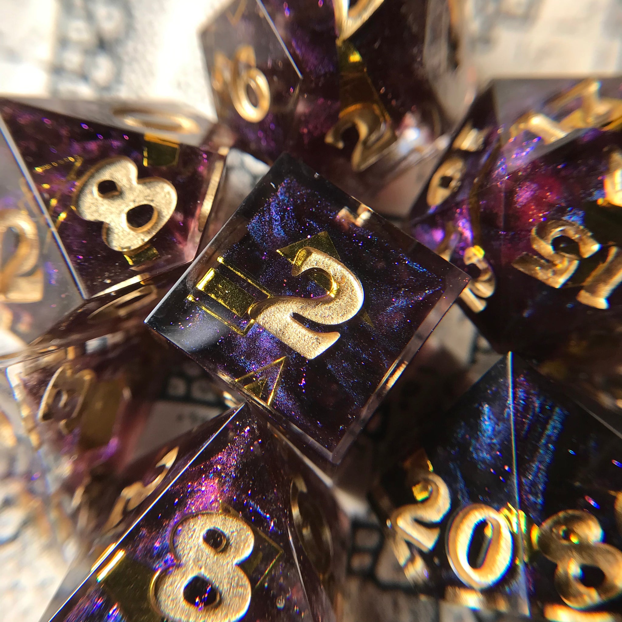 Plumrose Oath – 7-piece Polyhedral Dice Set